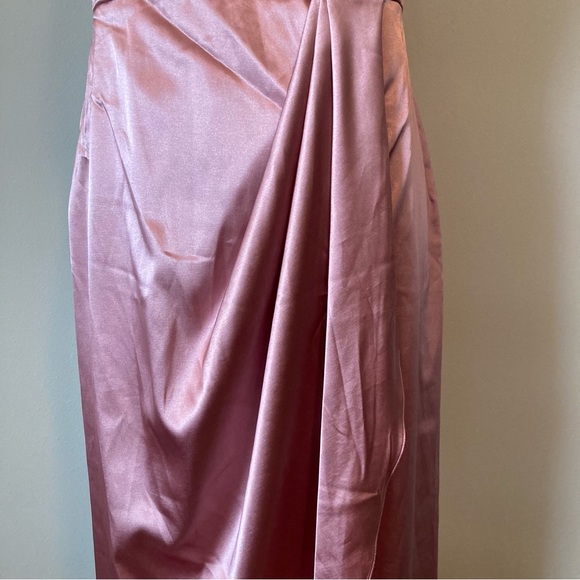 After Six NWT Halter Midi Draped Tulip Skirt Desert Rose Dress Size 12 - Picture 6 of 9